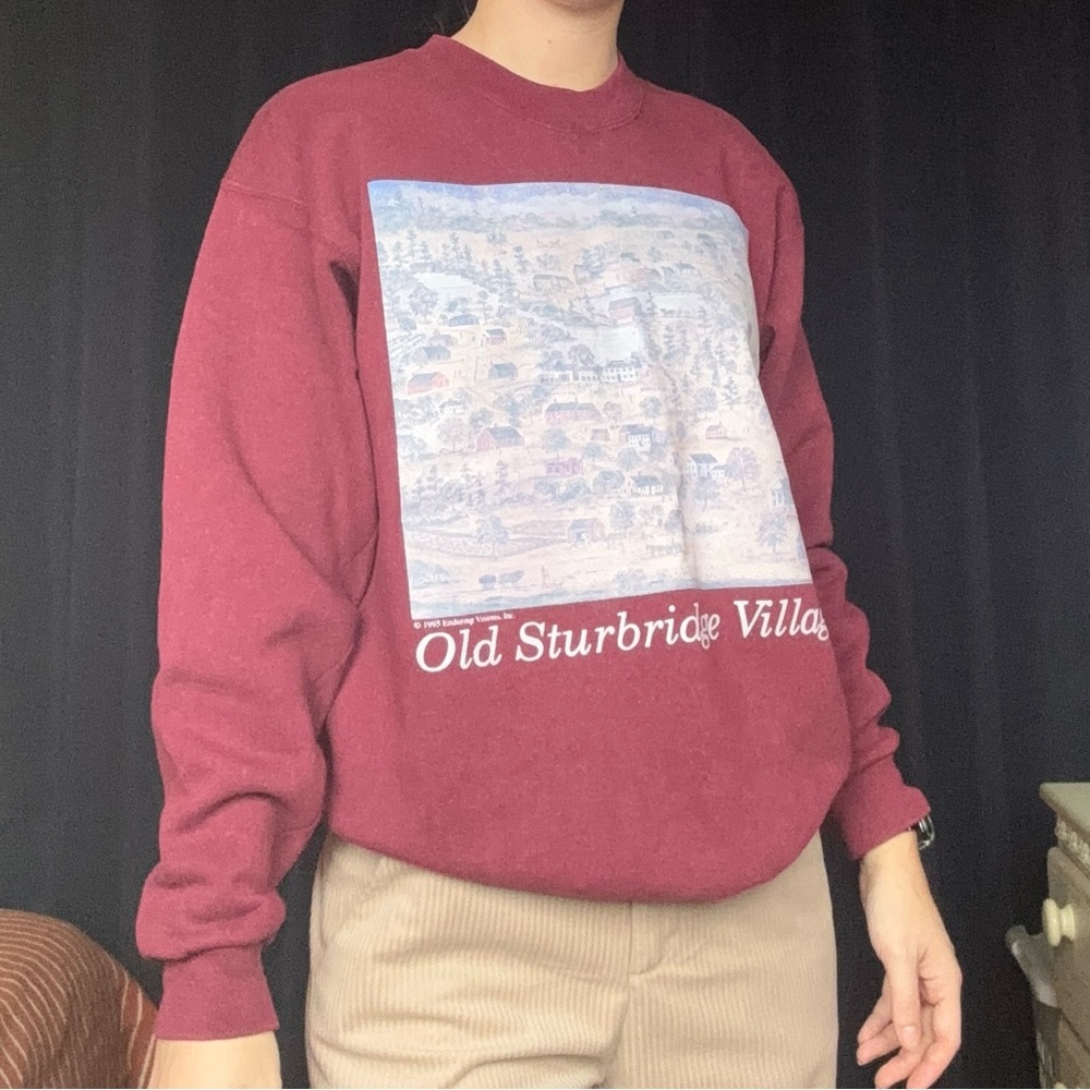 Maroon Burgundy Old Sturbridge Village Crew Neck Sweater